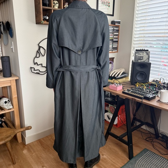 Vintage 80s 90s Charcoal Gray Belted Trench Coat Jones New York - Size Medium - Picture 6 of 9